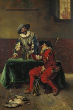 A Refreshment After The Hunt Artwork by Adolphe Alexander Lesrel