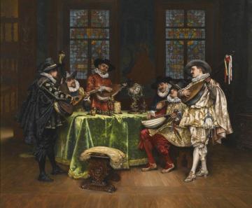 Interior With Troubadours Artwork by Adolphe Alexander Lesrel