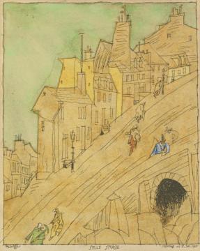 Steep Street Artwork by Lyonel Feininger