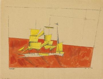 Sailing Ship On Red Sea Artwork by Lyonel Feininger