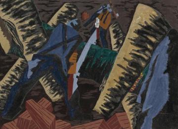 Cutting Logs Artwork by Jacob Lawrence