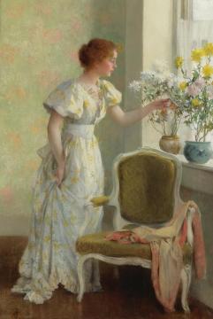 Lady Watering Potted Plants Artwork by Francis Coates Jones