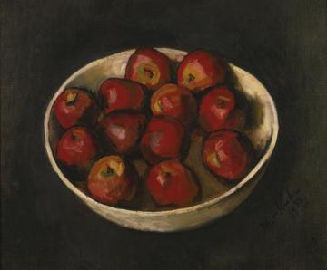 Red Apples In Wood Bowl Artwork by Walt Kuhn
