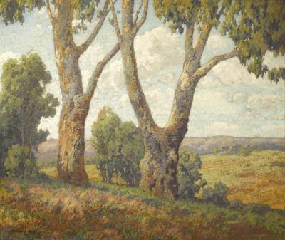 Majestic Trees With A Landscape Beyond Artwork by Maurice Braun