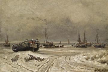 Bomschuiten In The Snow Artwork by Hendrik Willem Mesdag