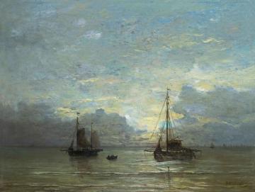 Fishing Boats Near The Coast Artwork by Hendrik Willem Mesdag