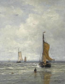 La Rentree Des Pecheurs Artwork by Hendrik Willem Mesdag