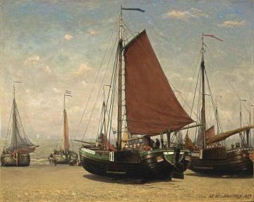 The Bomschuit Prinses Sophie On The Beach, Scheveningen Artwork by Hendrik Willem Mesdag