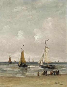 Watching The Fishing Fleet Sail Out Artwork by Hendrik Willem Mesdag