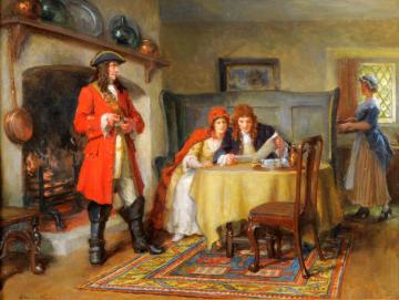 Interior Scene With A Lady And Gentleman Seated On A Bench Artwork by George Sheridan Knowles