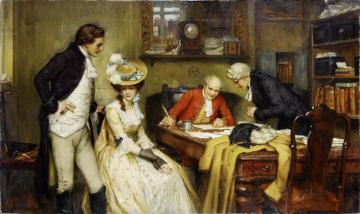 Signing The Marriage Contract,1905 Artwork by George Sheridan Knowles