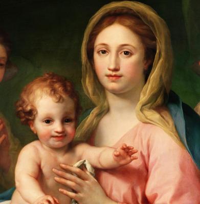 Madonna And Child With Two Angels (detail) Artwork by Anton Raphael Mengs