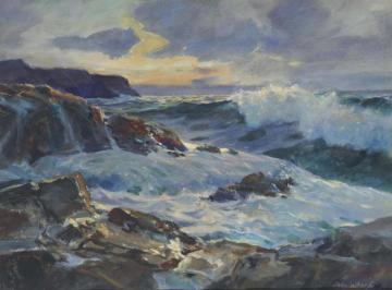 Surf At Sunset Artwork by John Whorf