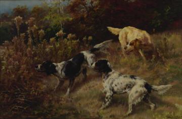 Three Setters On The Hunt Artwork by Edmund Henry Osthaus