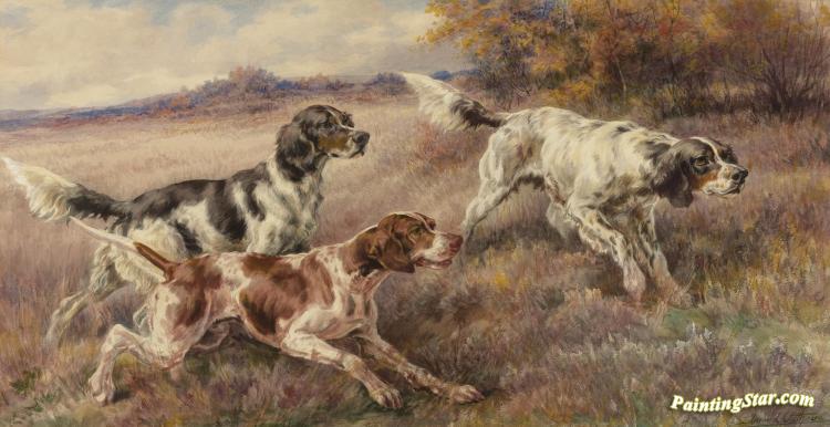 Three Setters Artwork by Edmund Henry Osthaus