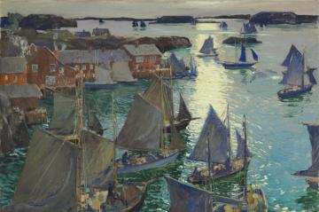 Anchored Boats Artwork by Jonas Lie