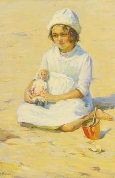 On The Beach, Ogunquit, Maine Artwork by Mabel May Woodward