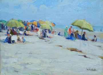 Beach Scene Artwork by Mabel May Woodward