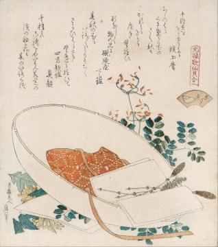 Myriad Grasses Shell (chigusagai) Artwork by Katsushika Hokusai
