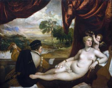 Venus And The Lute Player Artwork by Titian