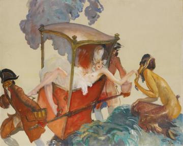 Courtisane Et Faunesque Artwork by Jean-gabriel Domergue