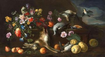 Still Life With Flowers,fruits Artwork by Giovanni Stanchi Dei Fiori