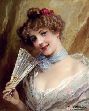 Lady With A Fan Artwork by Daniel Hernandez