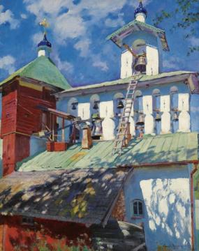 The Belfry Of The Pskovo - Pechersky Monastery Artwork by Sergei Arsenevich Vinogradov