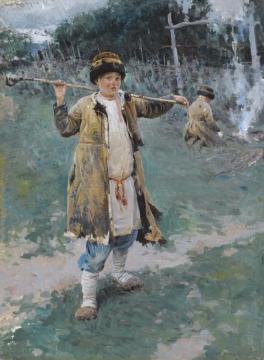 Village Boys Artwork by Sergei Arsenevich Vinogradov