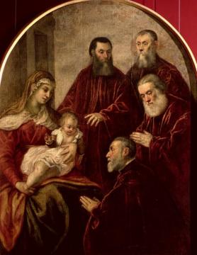 Madonna And Child With Four Statesmen Artwork by Tintoretto Jacopo