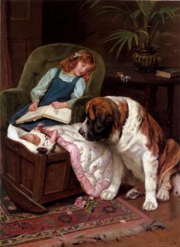 Guarding The Baby Artwork by Arthur John Elsley
