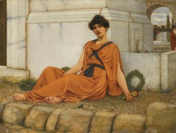 Repose,the Flower Girl Artwork by John William Godward