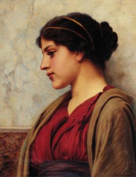 A Classical Beauty,far-away Thoughts Artwork by John William Godward