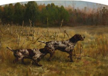 Autumn - Cornfield (two Setters) Artwork by Percival Leonard Rosseau