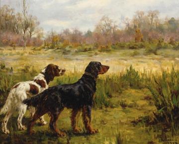 Two Setters Artwork by Percival Leonard Rosseau