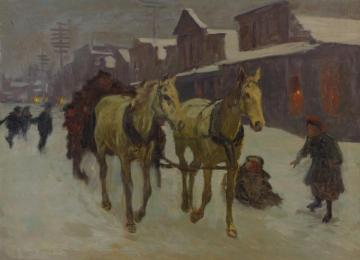 Passing Through Town On A Cold Winter's Night Artwork by Richard Lorenz