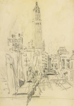 Woolworth Building Artwork by George Benjamin Luks