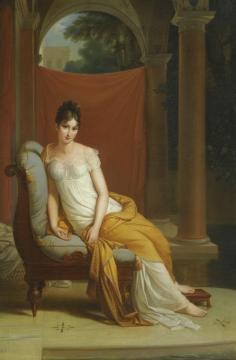 Portrait Of Madame Recamier (1777-1849),seated In A Classical Interior Artwork by Alexandre Evariste Fragonard
