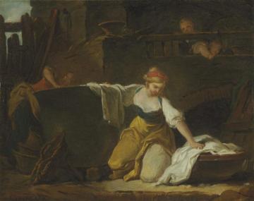 Young Washerwomen Artwork by Jean Honore Fragonard