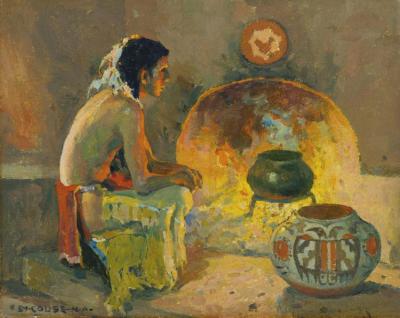 Firelight Artwork by E. Irving Couse