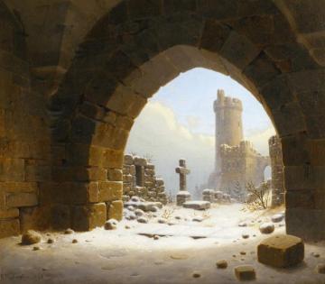 Burgruine (ruins Of A Castle) Artwork by Carl Hasenpflug