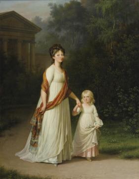 Marie-sophie-frederikke, Princess Of Denmark And Her Daughter, Princess Caroline Artwork by Jens Juel