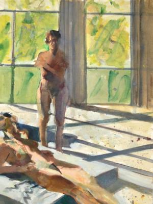 Couple By Windows Artwork by Stan Smith