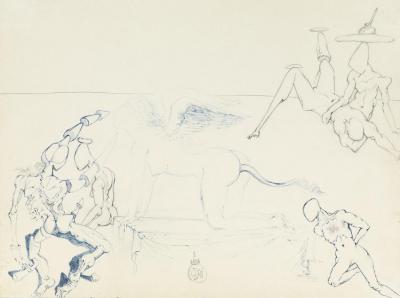 Sphinge Et Figures Rhinocerontiques Artwork by Salvador Dalí