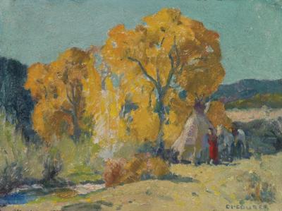 Taos Canyon Camp Artwork by E. Irving Couse