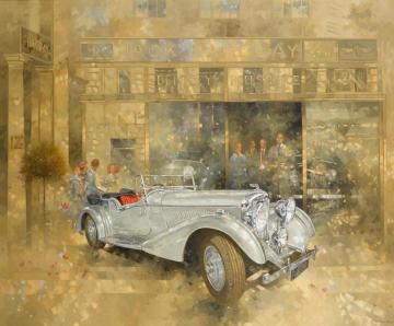 Bentley 4¼ Jack Barclay's Showroom Hanover Square Artwork by Peter Miller