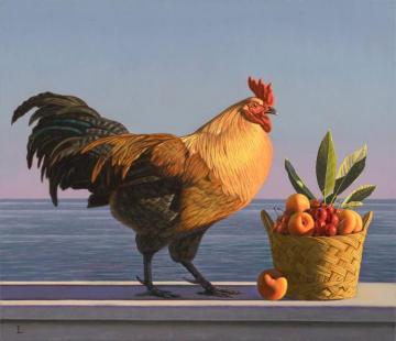 Still Life With Rooster And Fruit,2012 Artwork by David Ligare
