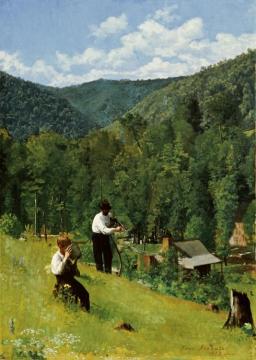 The Farmer And His Son At Harvesting Artwork by Thomas P. Anshutz