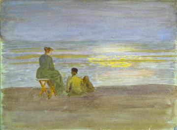 Man And Woman On The Beach,circa 1893 Artwork by Thomas P. Anshutz