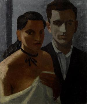 Self-portrait With Model Artwork by Shalom Sebba